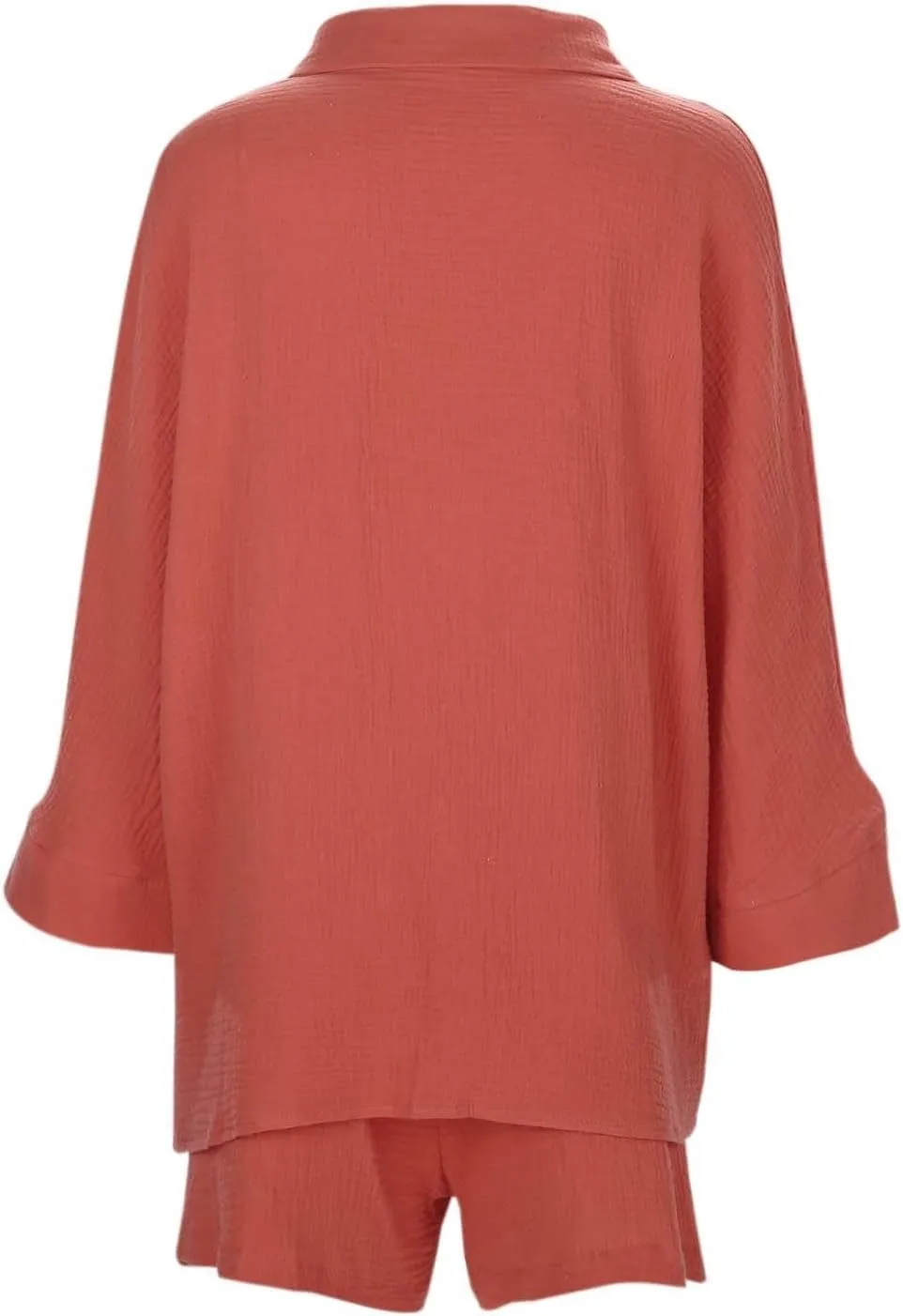 Linen Set for Women 2 Piece Long Sleeve Button down Shirt and Shorts Tracksuit Lounge Set Airport Outfits Cute Clothes