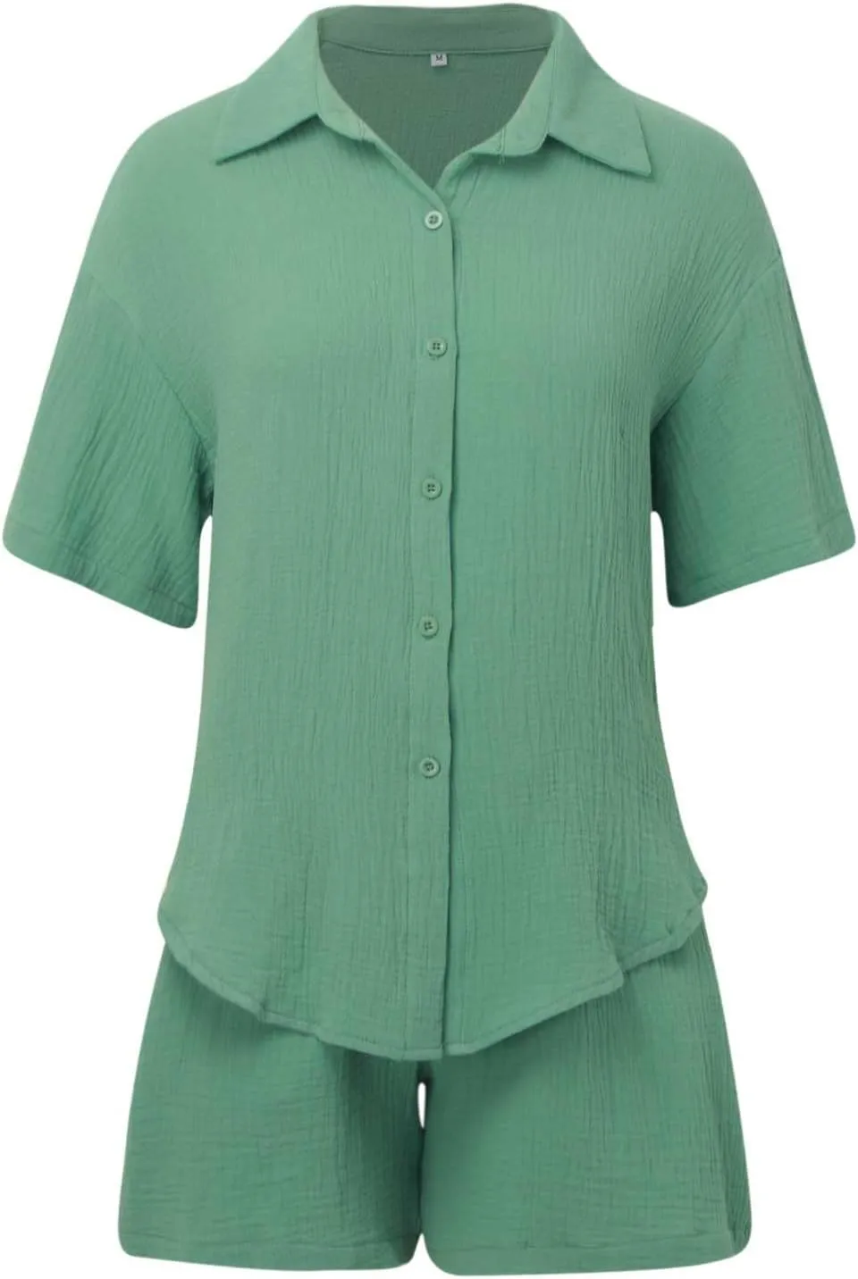Linen Set for Women Button down Shirt Top and High Waist Shorts Casual Lounge Sets Loungewear Track Suits Sweat Suit
