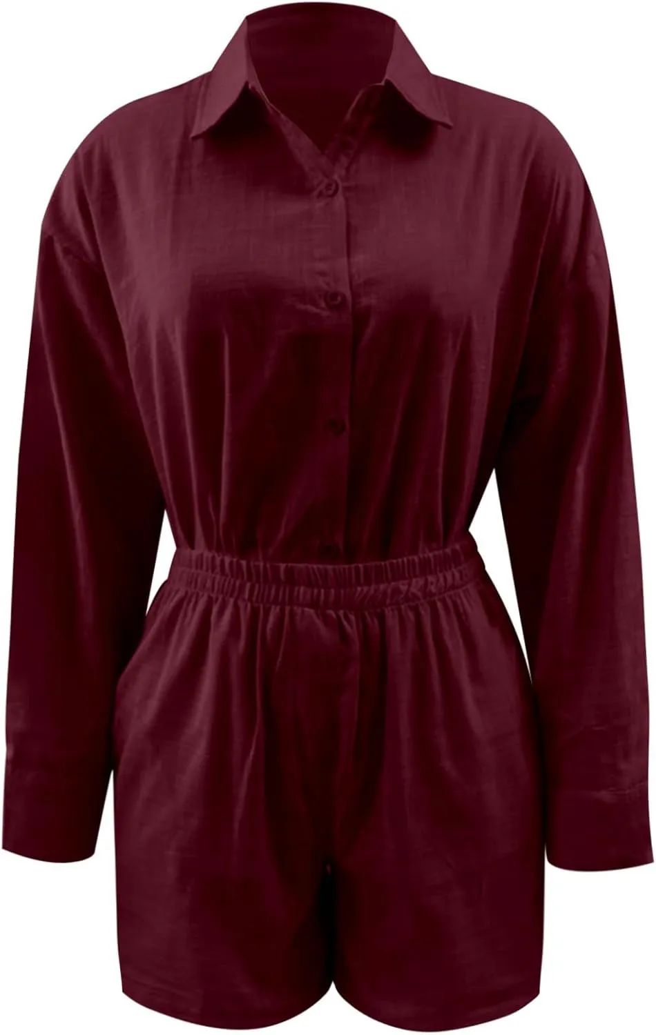 Linen Set for Women Long Sleeve Button down Shirts Matching Boxer Shorts Sets Loungewear Matching Sets Women Clothing
