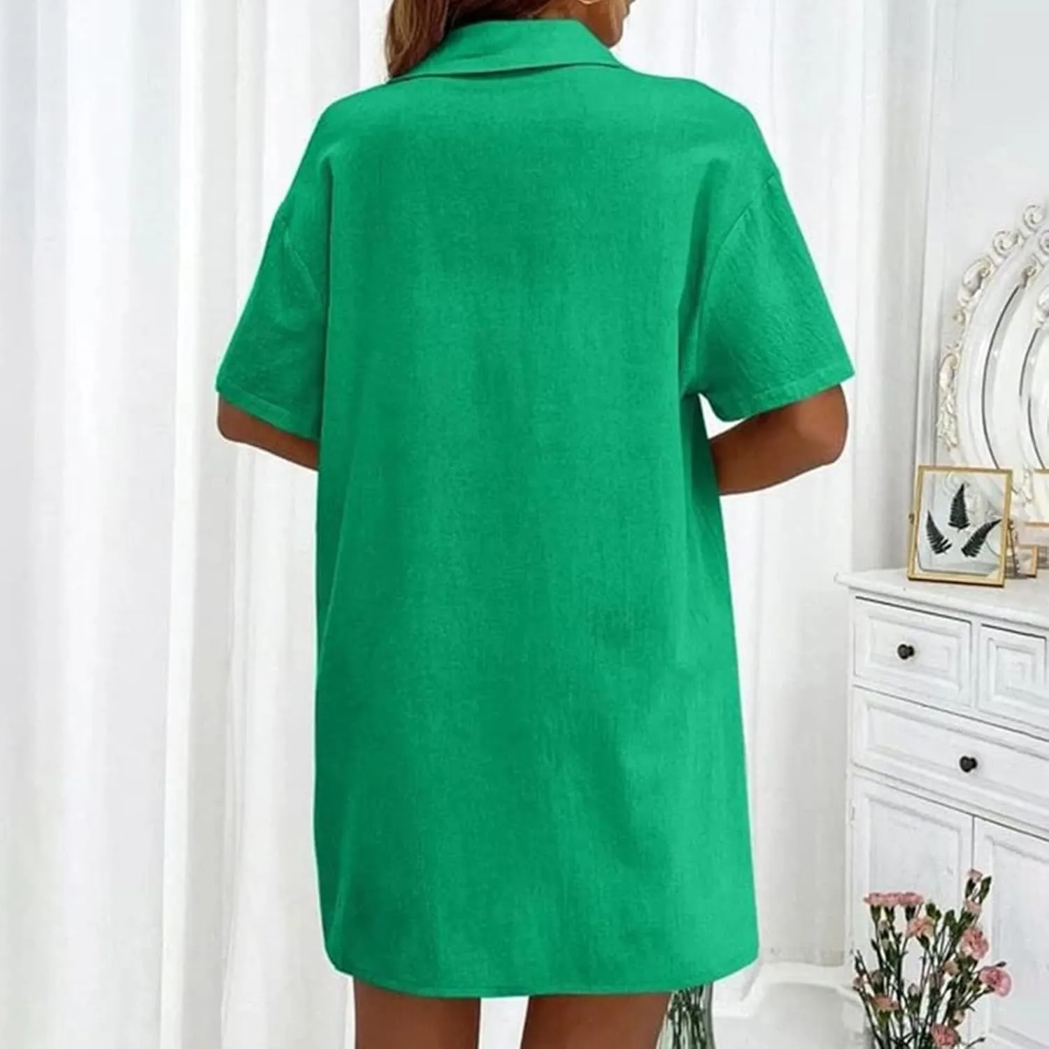 Linen Set for Women Two Piece Summer Shorts Button Down Shirt Dressy Causal Comfy Matching Set Track Suits Sweat Suit