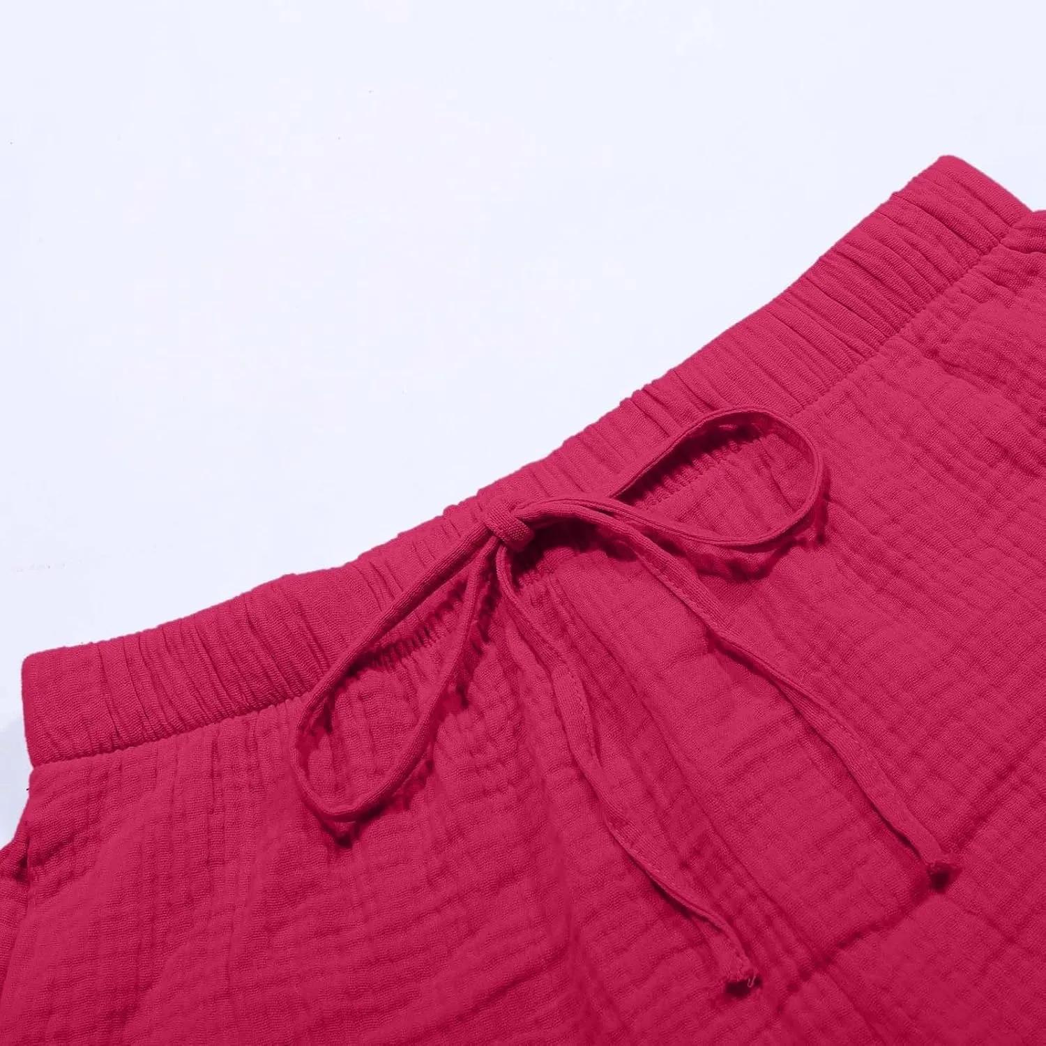 Linen Two Piece Set for Women Long Sleeve Button down Shirt and Shorts Tracksuit Lounge Set Fashion Trendy Clothes