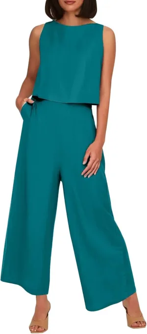 Linen Two Piece Sets for Women 2025 Summer Casual Loose Top Wide Leg Pants Matching Tracksuit Sweatsuit Sets