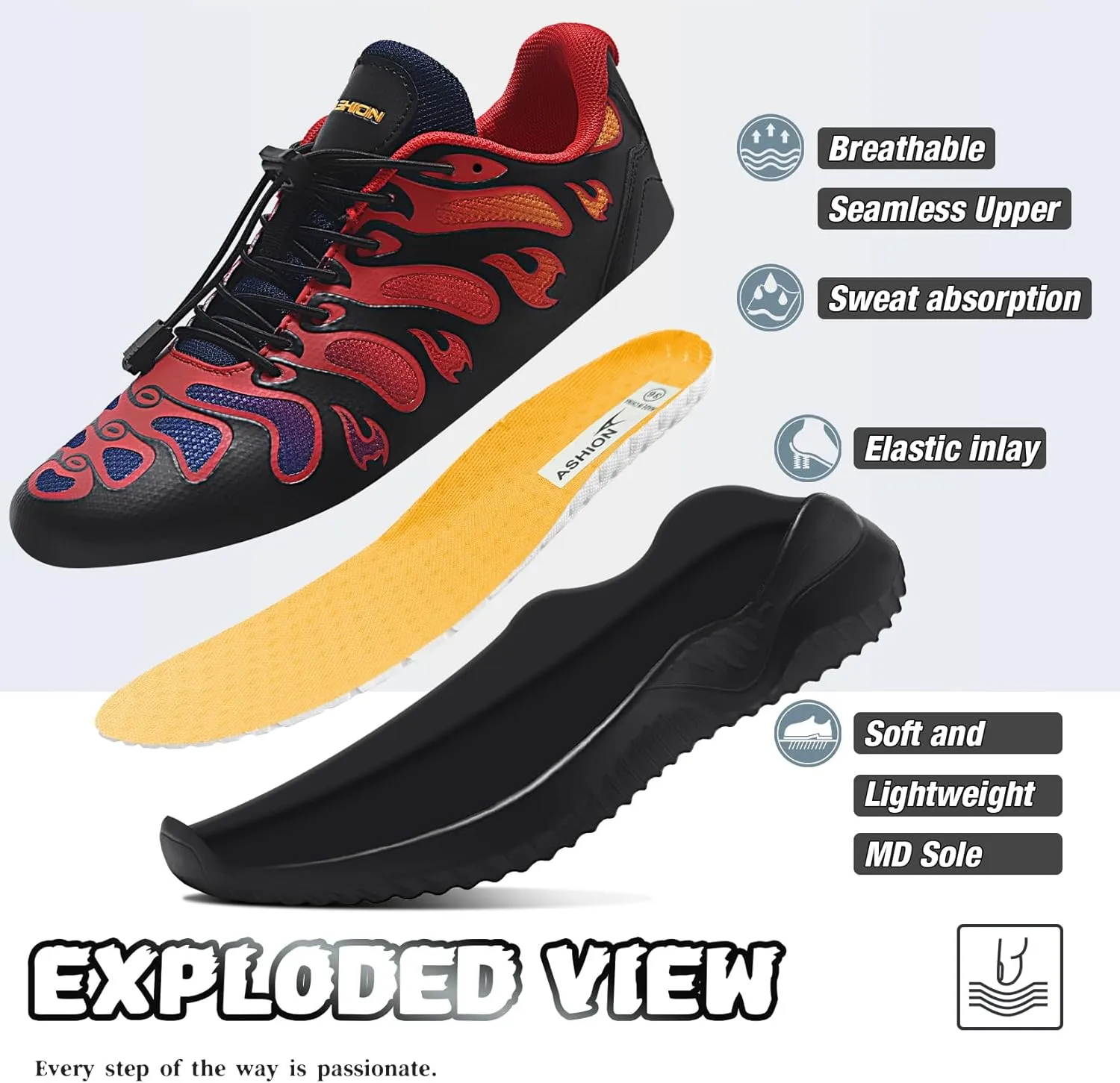 Littleplum Boys Running Shoes Slip On Kids Sneakers Mesh Tennis Shoes Lightweight Breathable for Athletic Gym School Sport