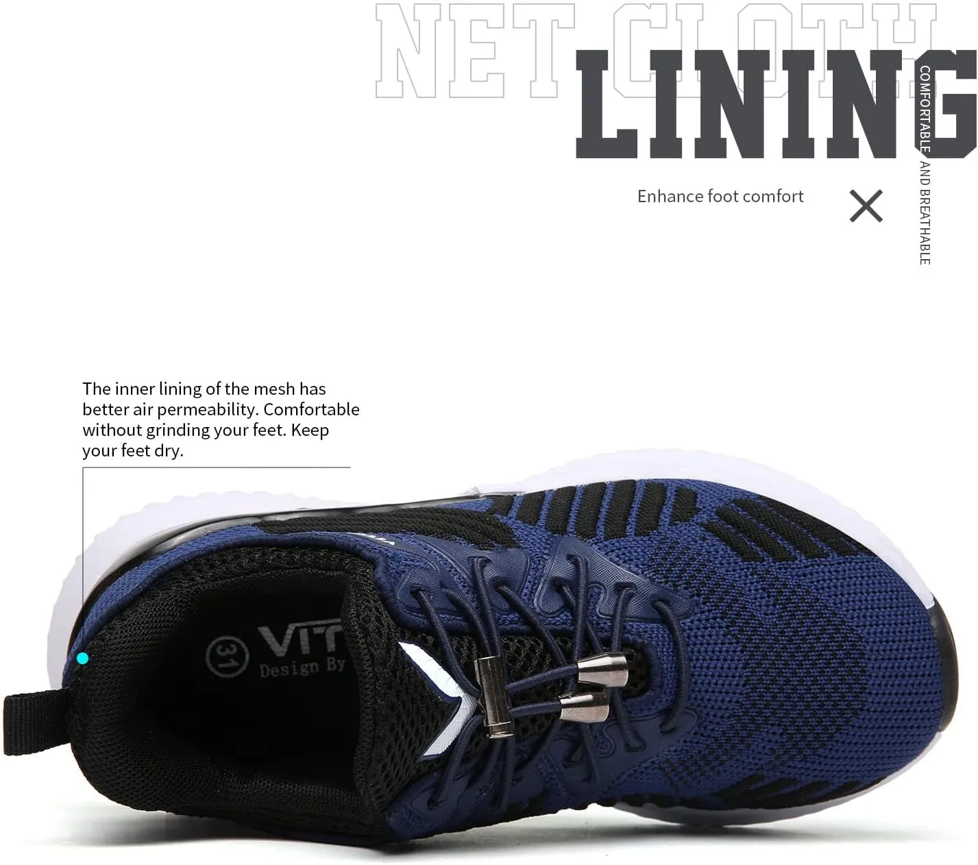 Littleplum Boys Running Shoes Slip On Kids Sneakers Mesh Tennis Shoes Lightweight Breathable for Athletic Gym School Sport