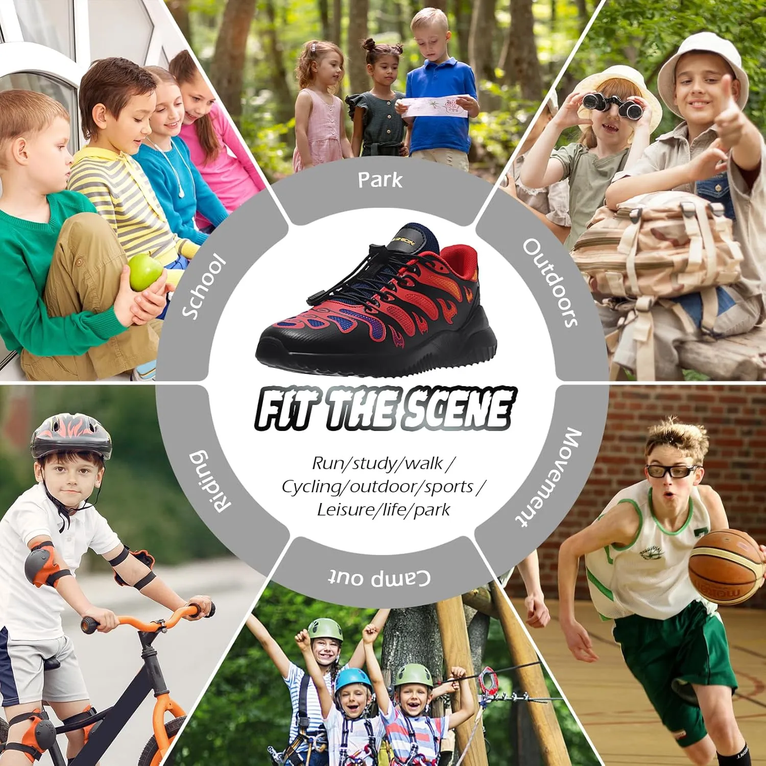Littleplum Boys Running Shoes Slip On Kids Sneakers Mesh Tennis Shoes Lightweight Breathable for Athletic Gym School Sport