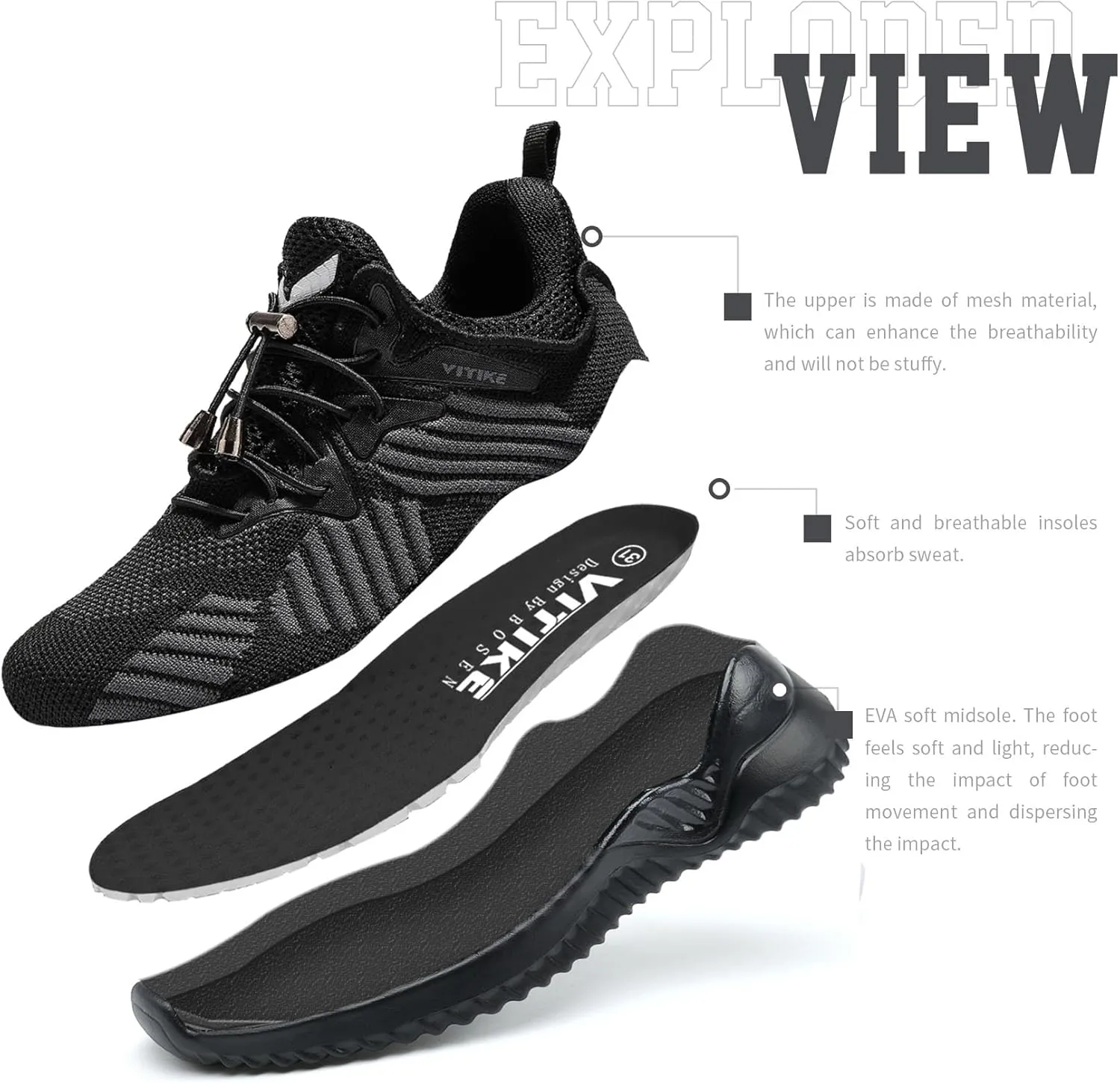 Littleplum Boys Running Shoes Slip On Kids Sneakers Mesh Tennis Shoes Lightweight Breathable for Athletic Gym School Sport