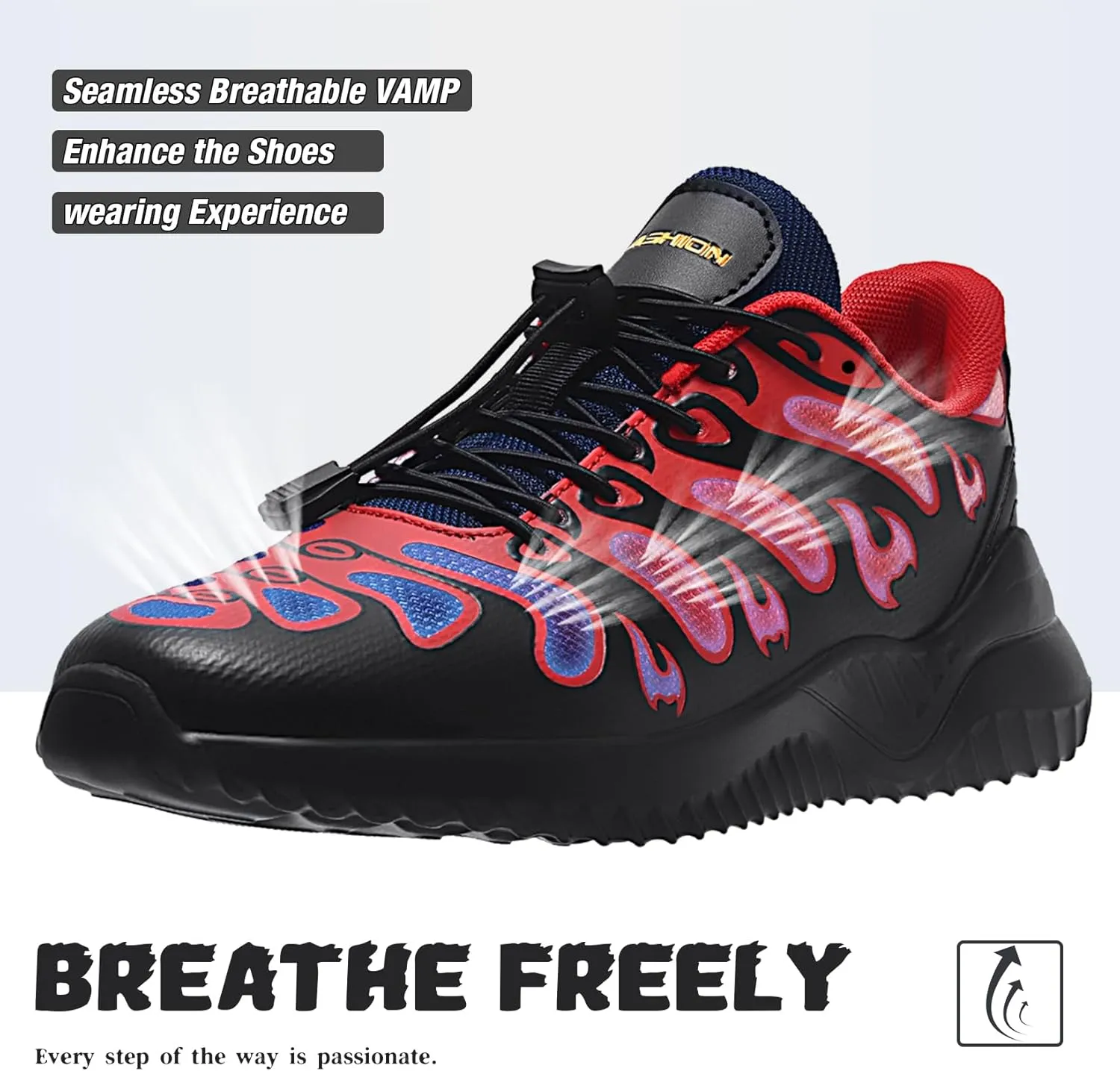 Littleplum Boys Running Shoes Slip On Kids Sneakers Mesh Tennis Shoes Lightweight Breathable for Athletic Gym School Sport