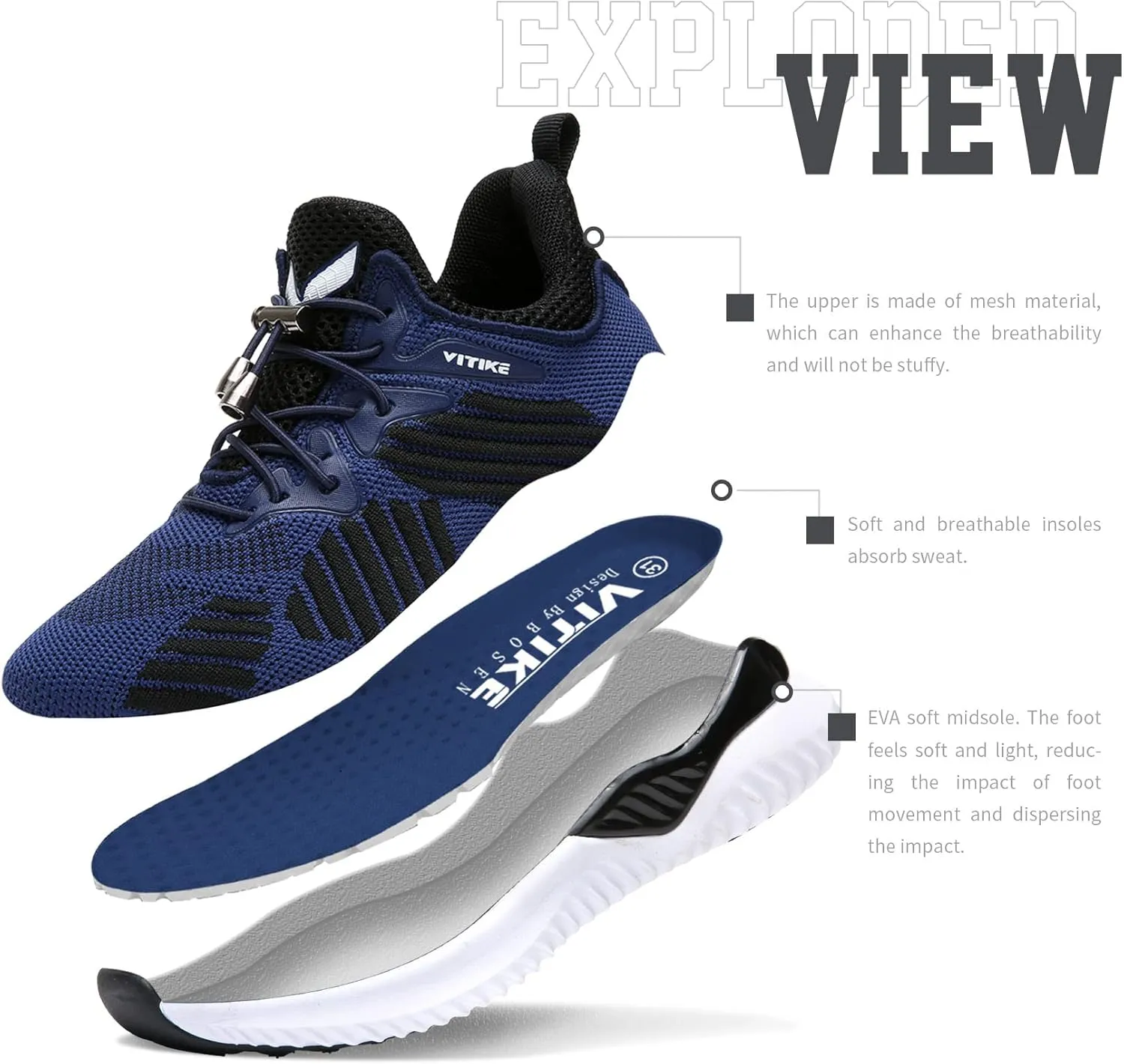 Littleplum Boys Running Shoes Slip On Kids Sneakers Mesh Tennis Shoes Lightweight Breathable for Athletic Gym School Sport