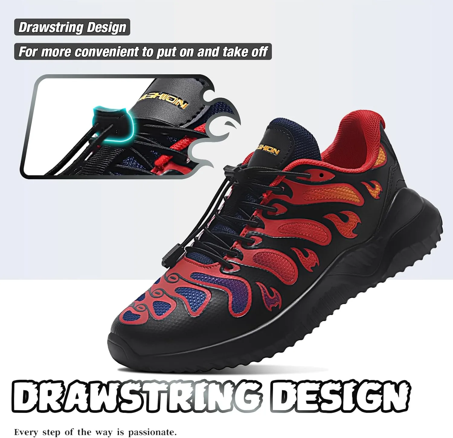 Littleplum Boys Running Shoes Slip On Kids Sneakers Mesh Tennis Shoes Lightweight Breathable for Athletic Gym School Sport