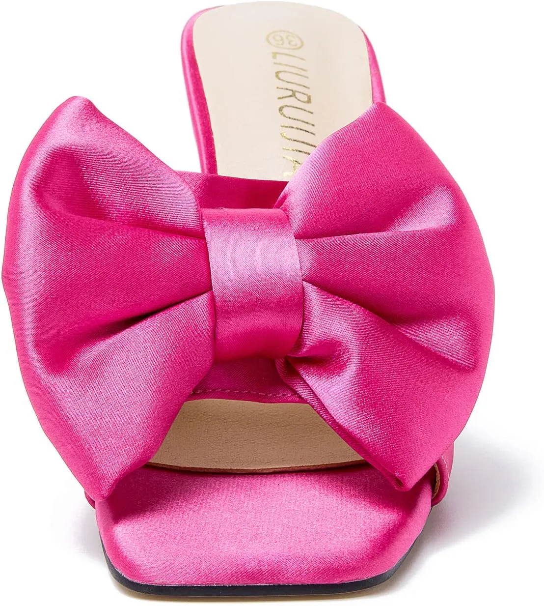 LIURUIJIA Women's Bow High Heels Mules Dress Sandals Slip On Party Prom Wedding Bridal Shoes
