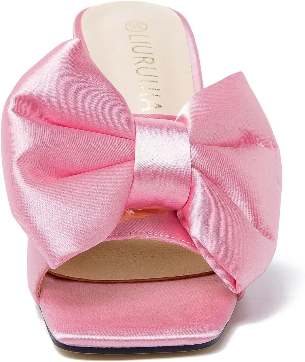 LIURUIJIA Women's Bow High Heels Mules Dress Sandals Slip On Party Prom Wedding Bridal Shoes