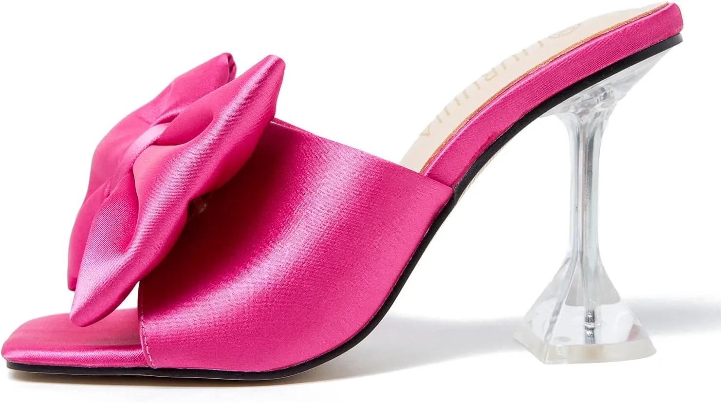 LIURUIJIA Women's Bow High Heels Mules Dress Sandals Slip On Party Prom Wedding Bridal Shoes