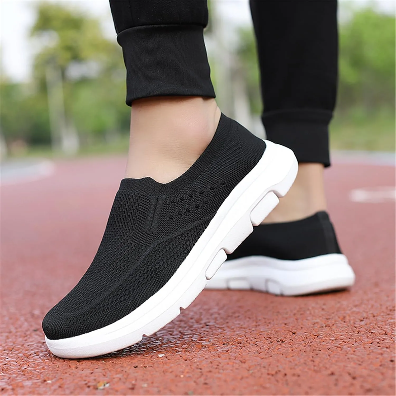 LLTMALL Women's Men's Slip on Knit Driving Loafers Sneakers Breathable Mesh Work Walking Shoes