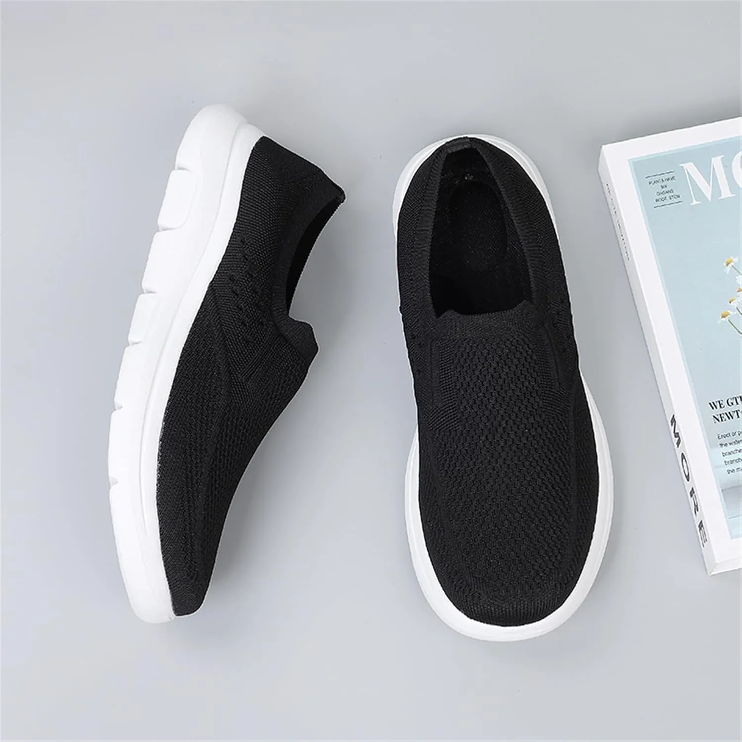 LLTMALL Women's Men's Slip on Knit Driving Loafers Sneakers Breathable Mesh Work Walking Shoes