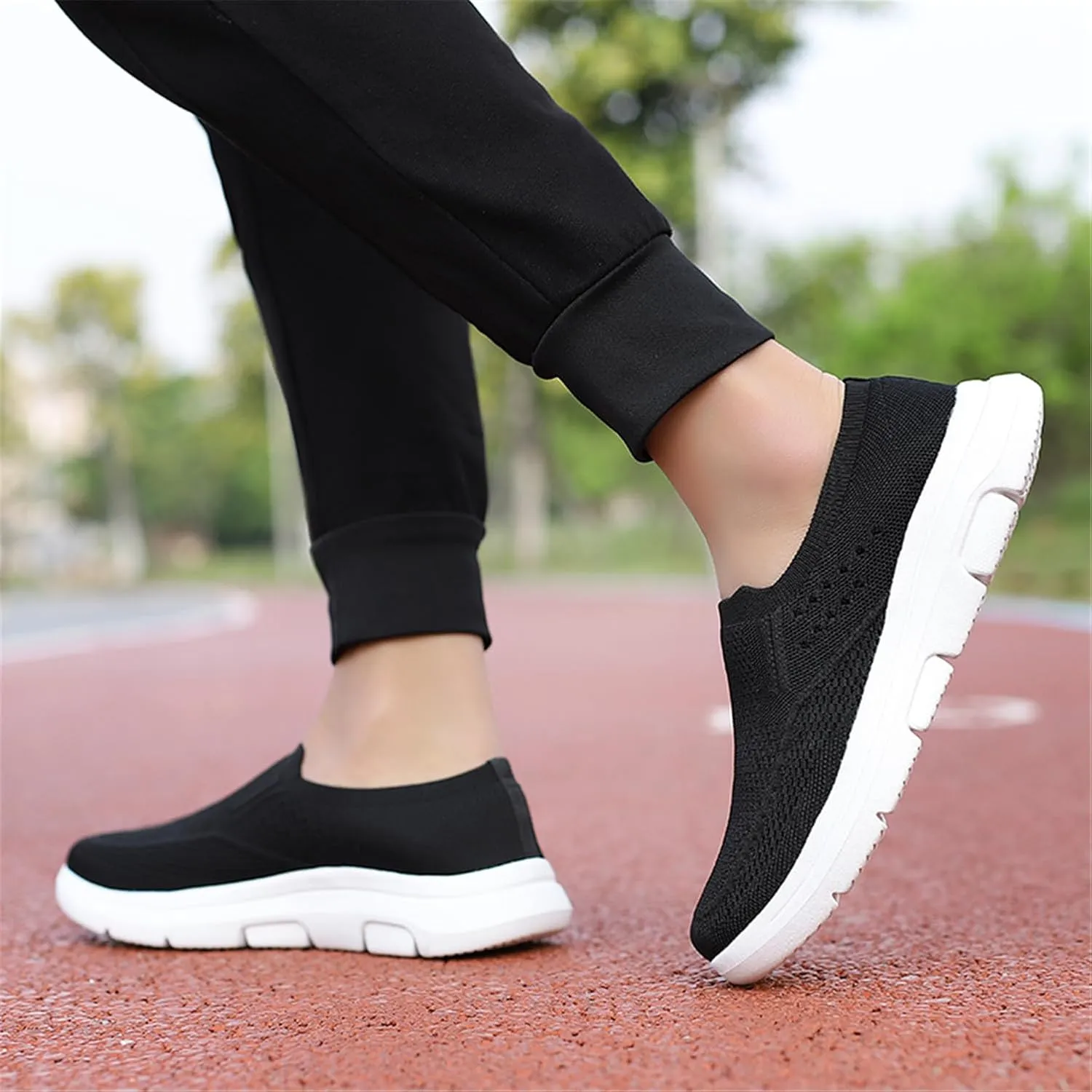 LLTMALL Women's Men's Slip on Knit Driving Loafers Sneakers Breathable Mesh Work Walking Shoes