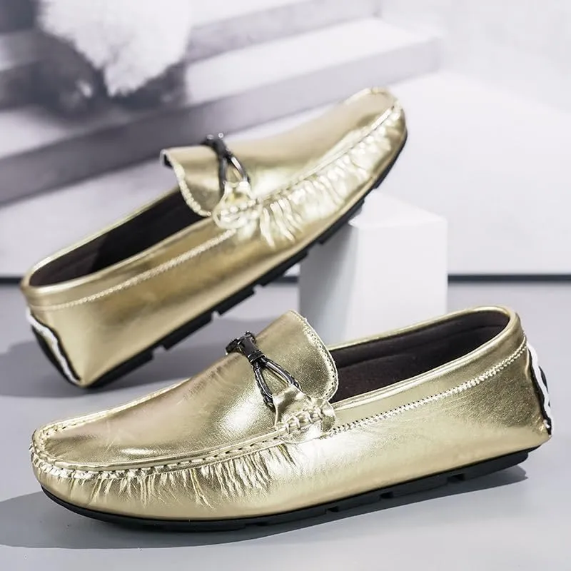 Loafers for Men Round Toe Faux Leather Driving Style Loafer Flexible Lightweight Slip Resistant Casual Slip-on