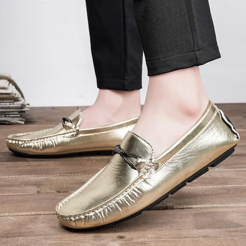 Loafers for Men Round Toe Faux Leather Driving Style Loafer Flexible Lightweight Slip Resistant Casual Slip-on