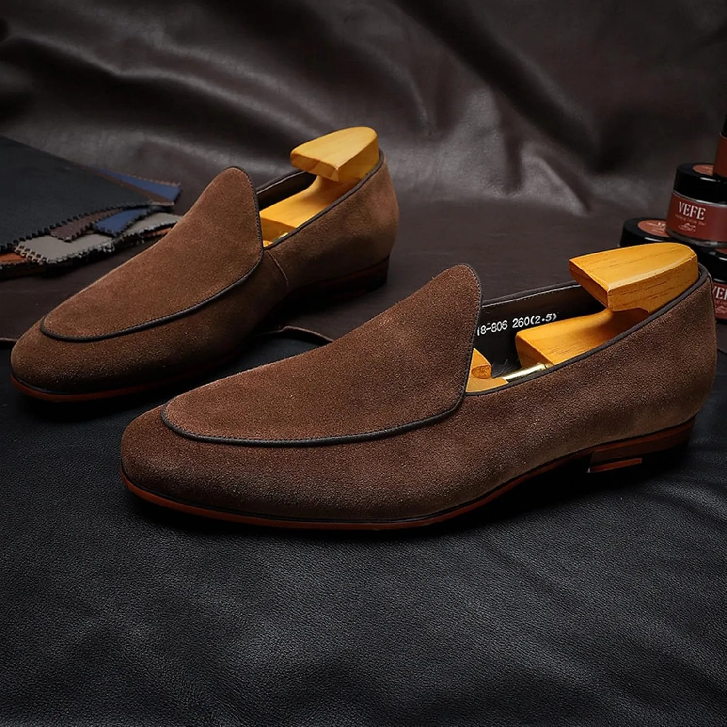 Loafers for Men Simple Breathable Venetian Loafers Leather Slip Resistant Flat Heel Flexible Walking Outdoor Slip-on