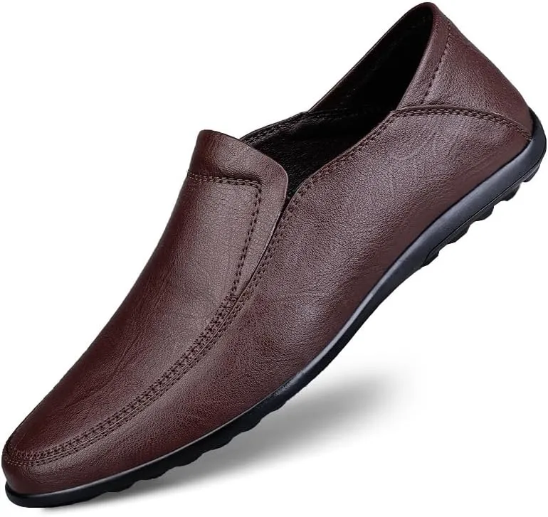 Loafers for Men Solid Color Vegan Leather Loafers Anti-Slip Slip Resistant Comfortable Outdoor Slip-ons
