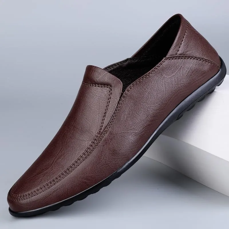 Loafers for Men Solid Color Vegan Leather Loafers Anti-Slip Slip Resistant Comfortable Outdoor Slip-ons