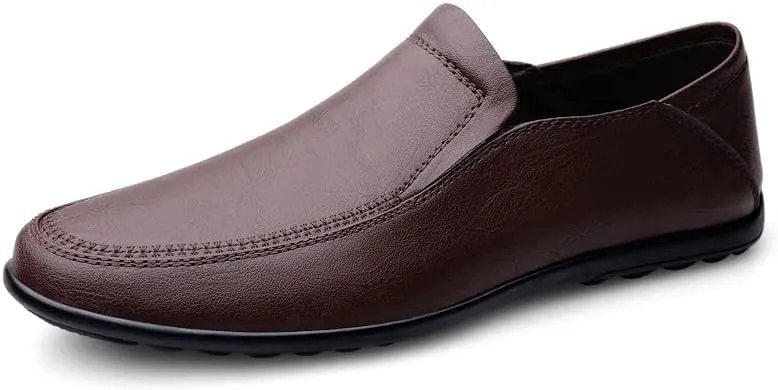 Loafers for Men Solid Color Vegan Leather Loafers Anti-Slip Slip Resistant Comfortable Outdoor Slip-ons