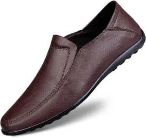 Loafers for Men Solid Color Vegan Leather Loafers Anti-Slip Slip Resistant Comfortable Outdoor Slip-ons