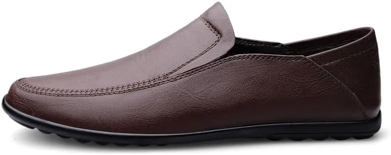 Loafers for Men Solid Color Vegan Leather Loafers Anti-Slip Slip Resistant Comfortable Outdoor Slip-ons