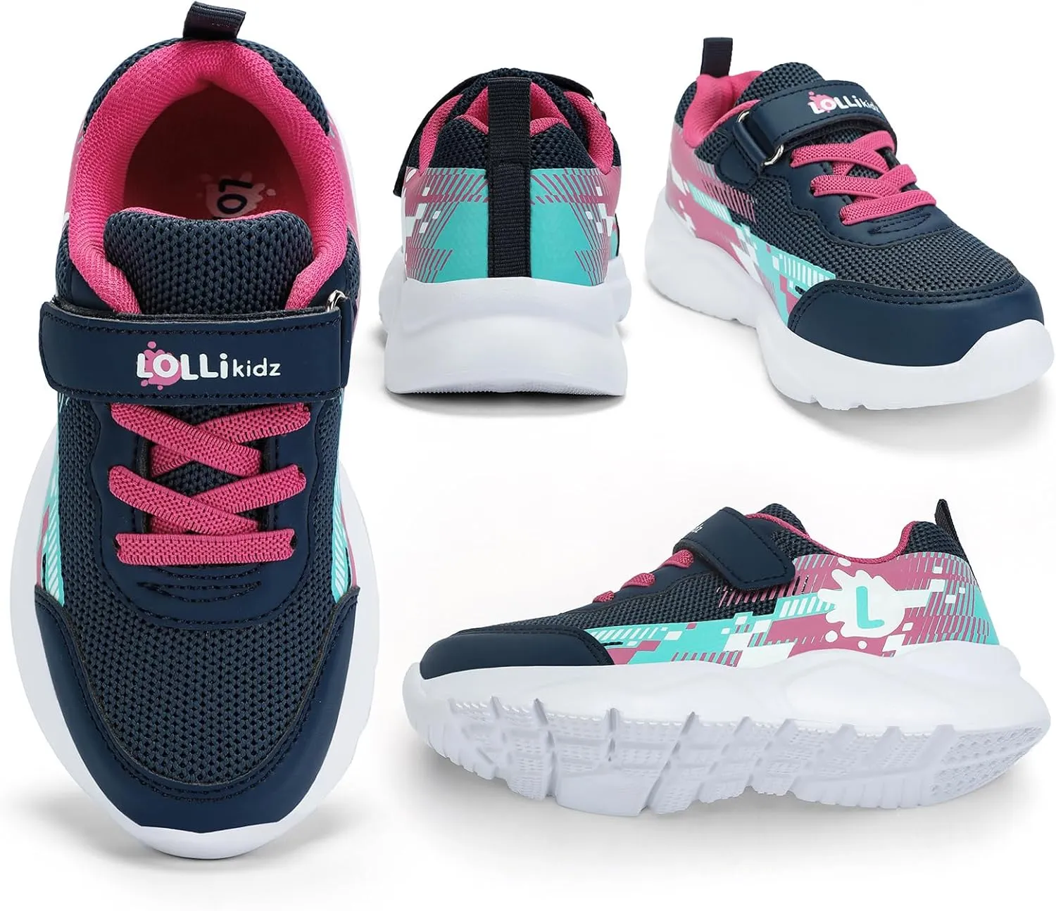 LOLLi kidz Boys Girls Shoes Kids Sneakers Athletic Tennis Shoes Lightweight Breathable Running Shoes