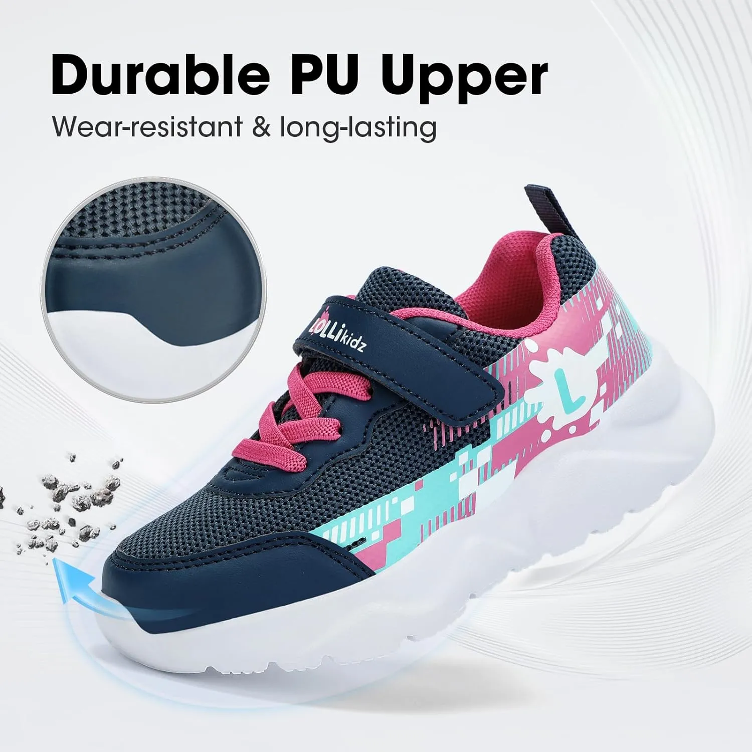 LOLLi kidz Boys Girls Shoes Kids Sneakers Athletic Tennis Shoes Lightweight Breathable Running Shoes