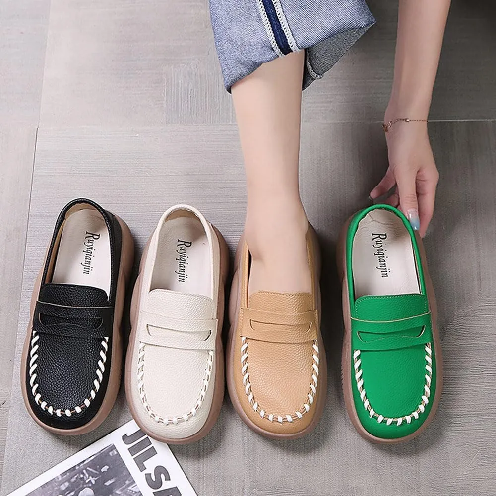 LOSD Lurebest Shoes for Women, Lurebest Orthopedic Walking Shoes for Women, Soft-Soled Pure Cowhide Corrective Loafers