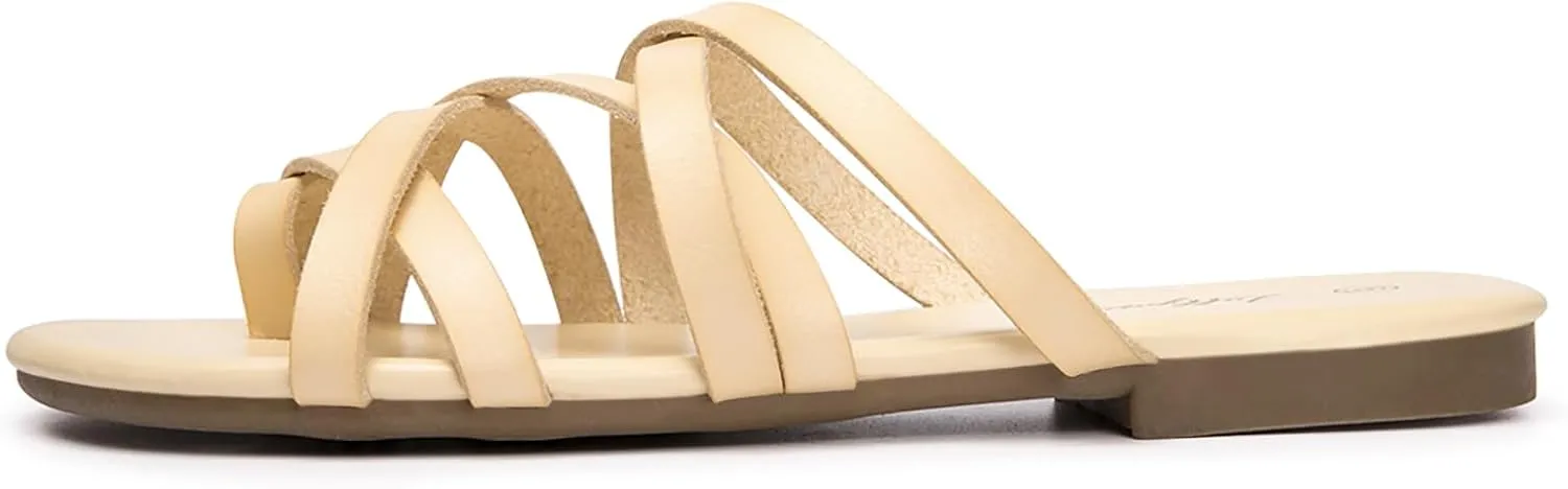 Luffymomo Women's Elastic Strap Flat Sandals Casual Summer Open Toe Sandal