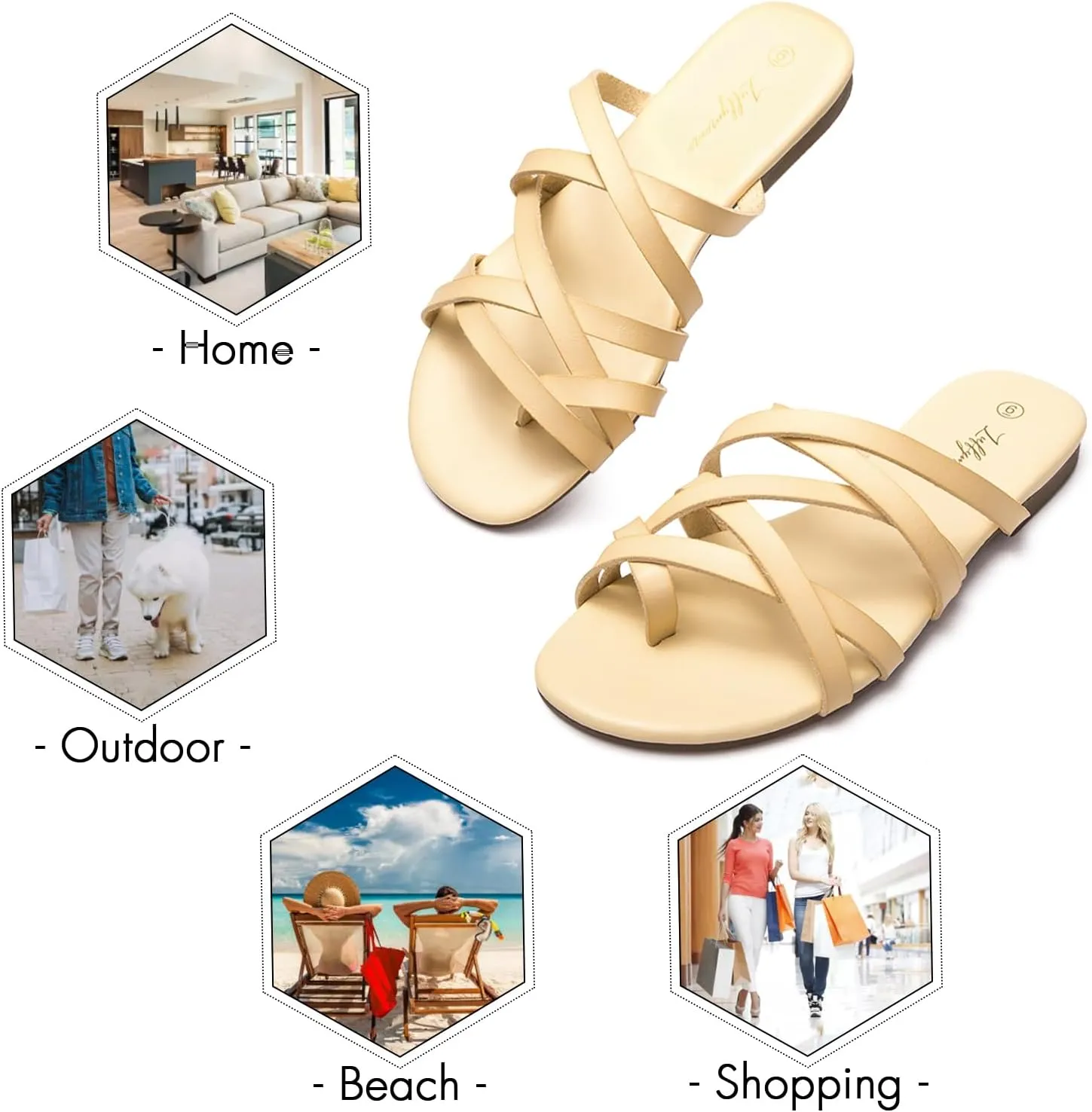 Luffymomo Women's Elastic Strap Flat Sandals Casual Summer Open Toe Sandal