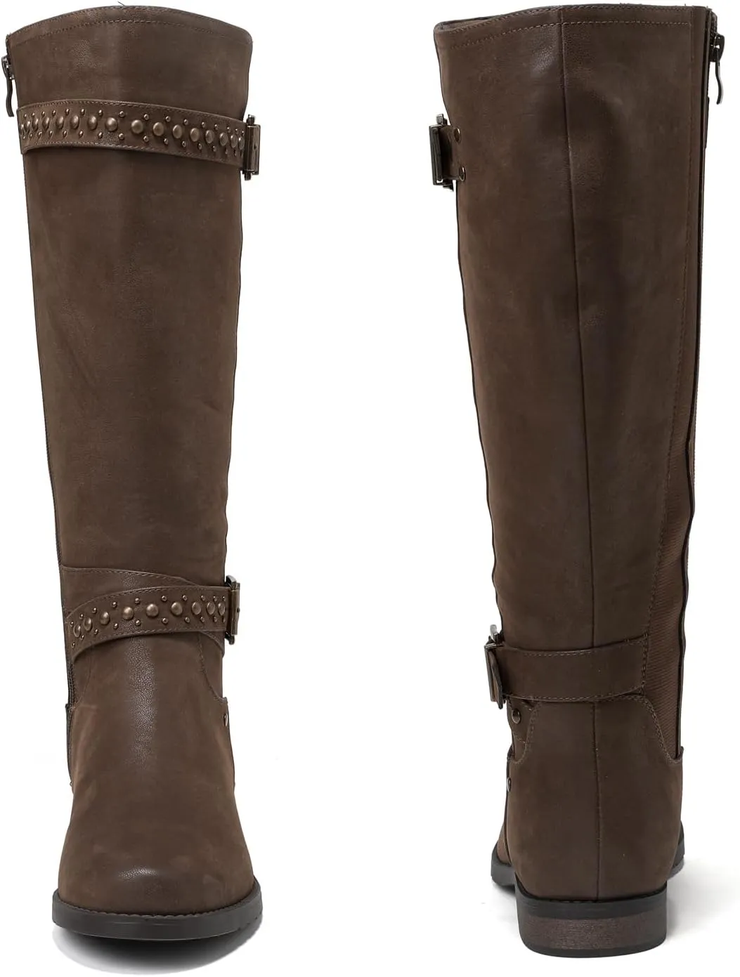 Luoika Women's Extra Wide Calf Knee High Boots, Chunky Low Heel Plus Size Boots Motocycle Ridding Boots.