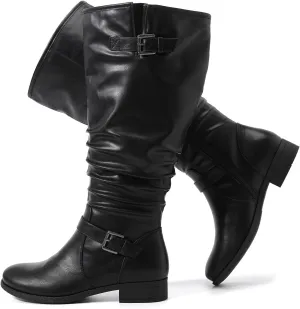 Luoika Women's Extra Wide Calf Knee High Boots, Plus Size Slouchy Knee-High Boots.