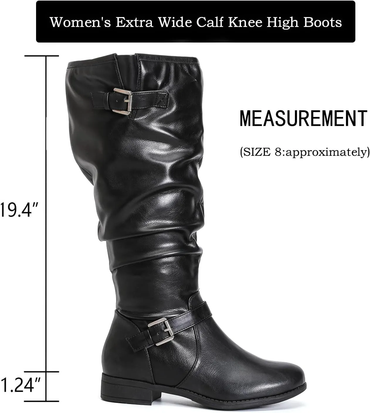 Luoika Women's Extra Wide Calf Knee High Boots, Plus Size Slouchy Knee-High Boots.
