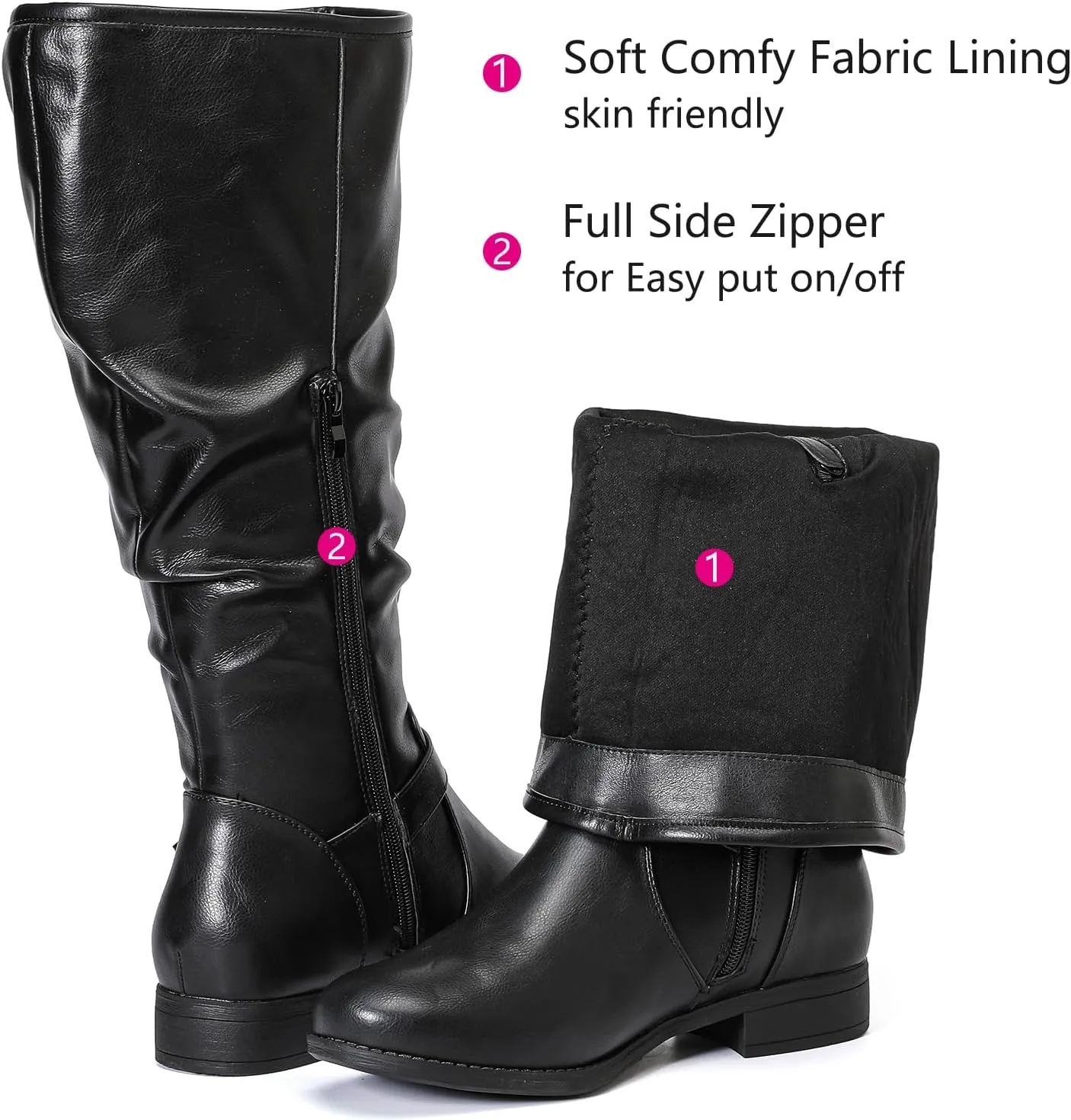 Luoika Women's Extra Wide Calf Knee High Boots, Plus Size Slouchy Knee-High Boots.