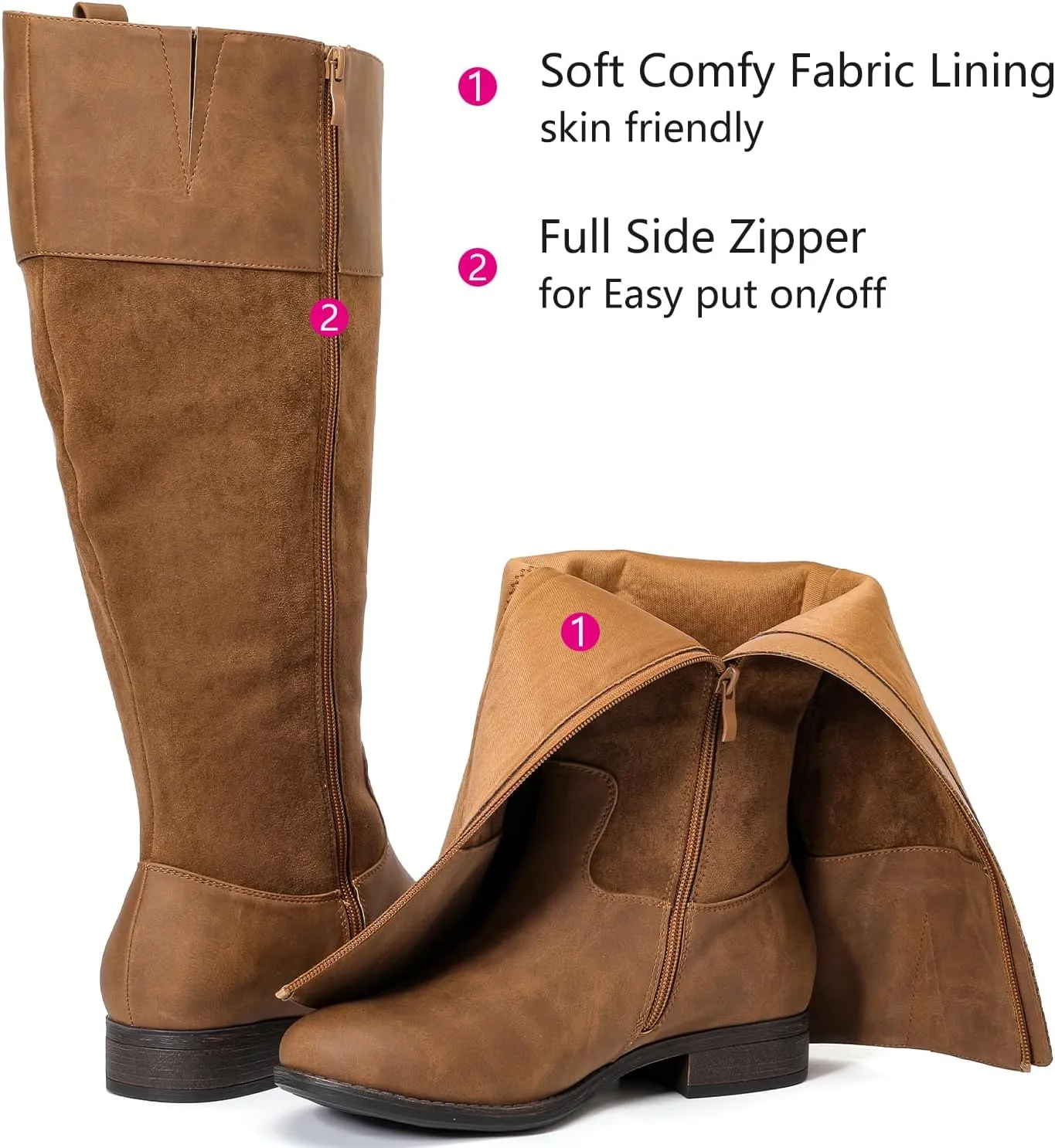 Luoika Women's Extra Wide Calf Knee High Boots, Plus Size Wide Width Knee-High Boots Winter Fall Low Heel Ridding Boots.