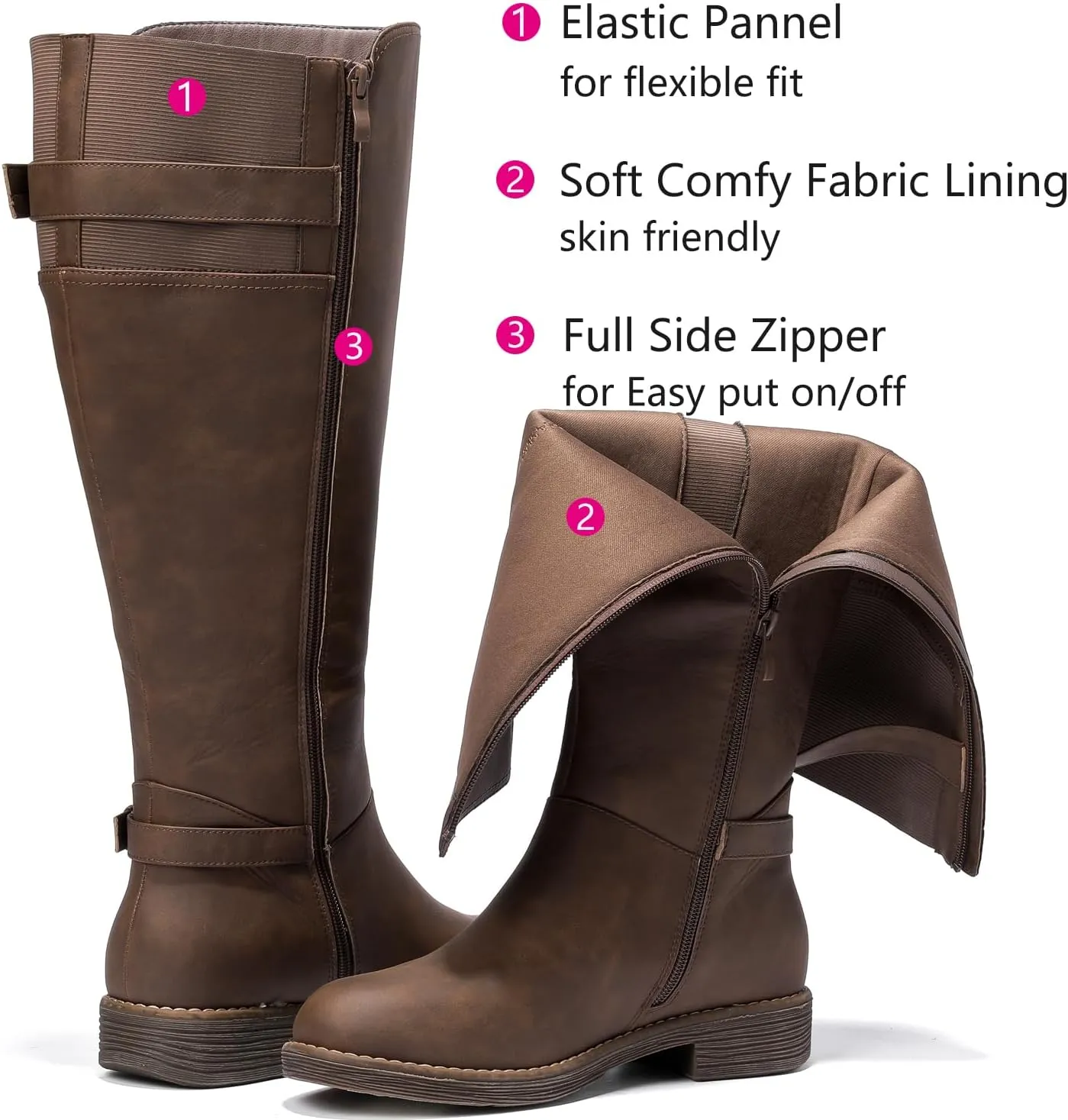 Luoika Women's Extra Wide Calf Knee High Boots, Plus Size Wide Width Knee-High Boots Winter Fall Low Heel Ridding Boots.