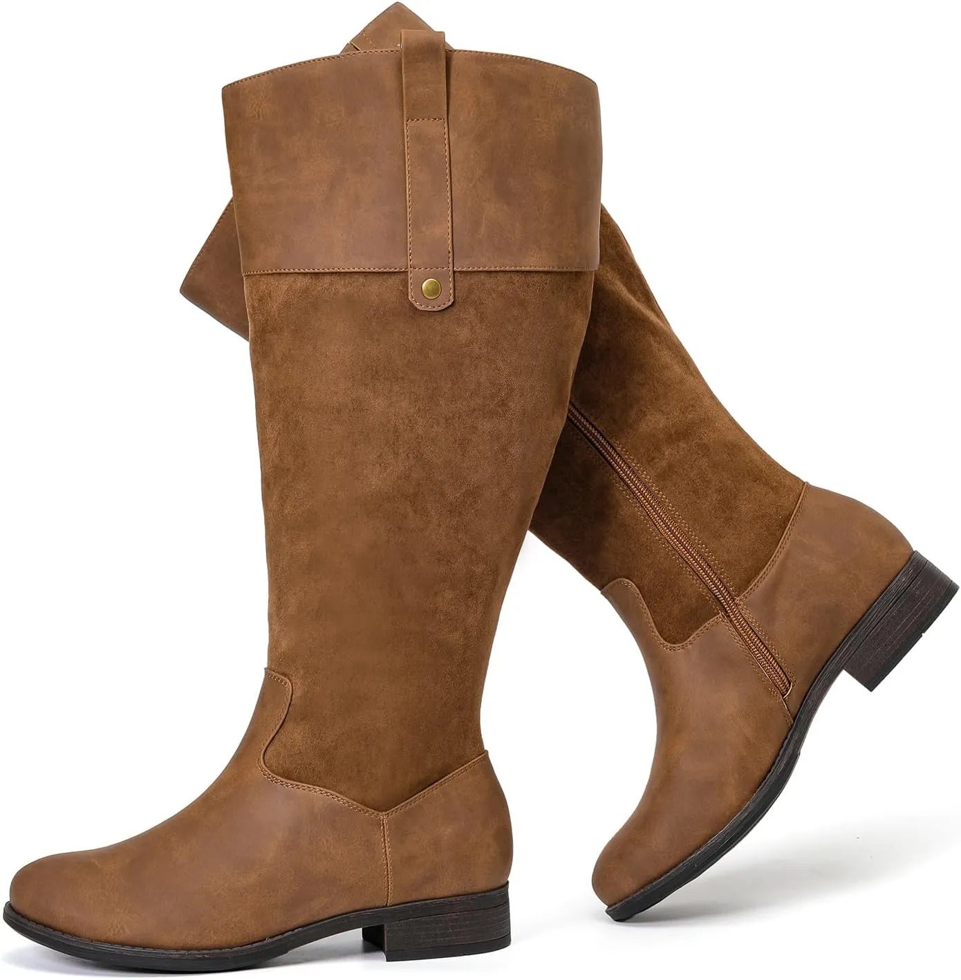 Luoika Women's Extra Wide Calf Knee High Boots, Plus Size Wide Width Knee-High Boots Winter Fall Low Heel Ridding Boots.