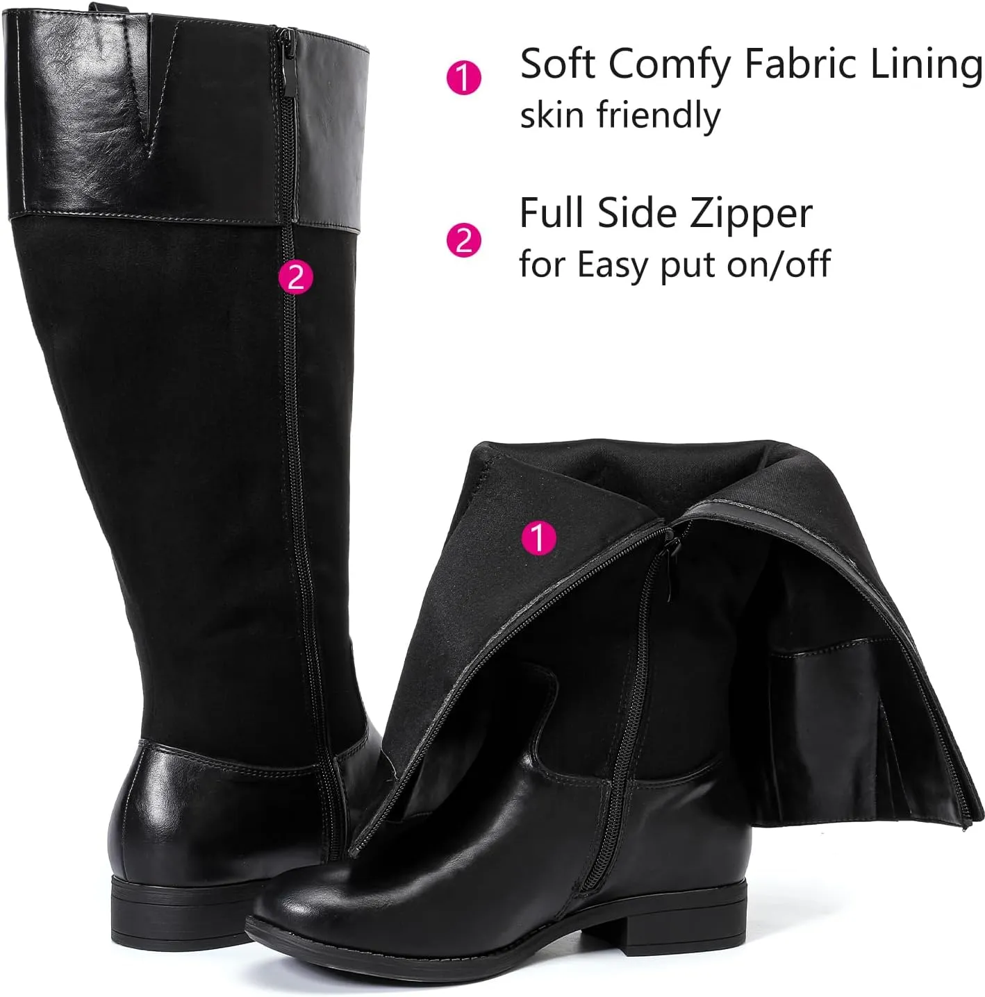 Luoika Women's Extra Wide Calf Knee High Boots, Plus Size Wide Width Knee-High Boots Winter Fall Low Heel Ridding Boots.