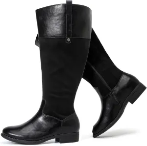 Luoika Women's Extra Wide Calf Knee High Boots, Plus Size Wide Width Knee-High Boots Winter Fall Low Heel Ridding Boots.