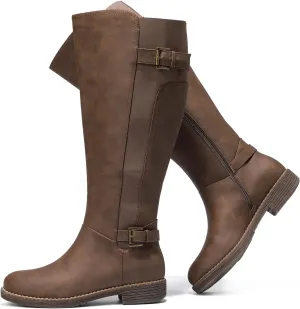 Luoika Women's Extra Wide Calf Knee High Boots, Plus Size Wide Width Knee-High Boots Winter Fall Low Heel Ridding Boots.