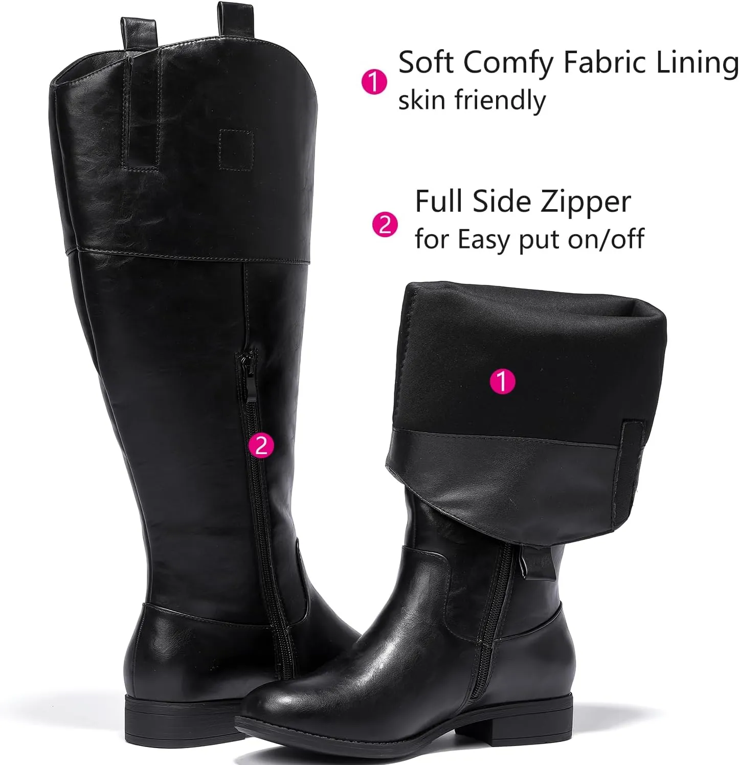 Luoika Women's Extra Wide Calf Knee High Boots, Western Cowyboy Cowgirl Knee-High Boots Plus Size Wide Width Low Heel Winter Fall Boots.
