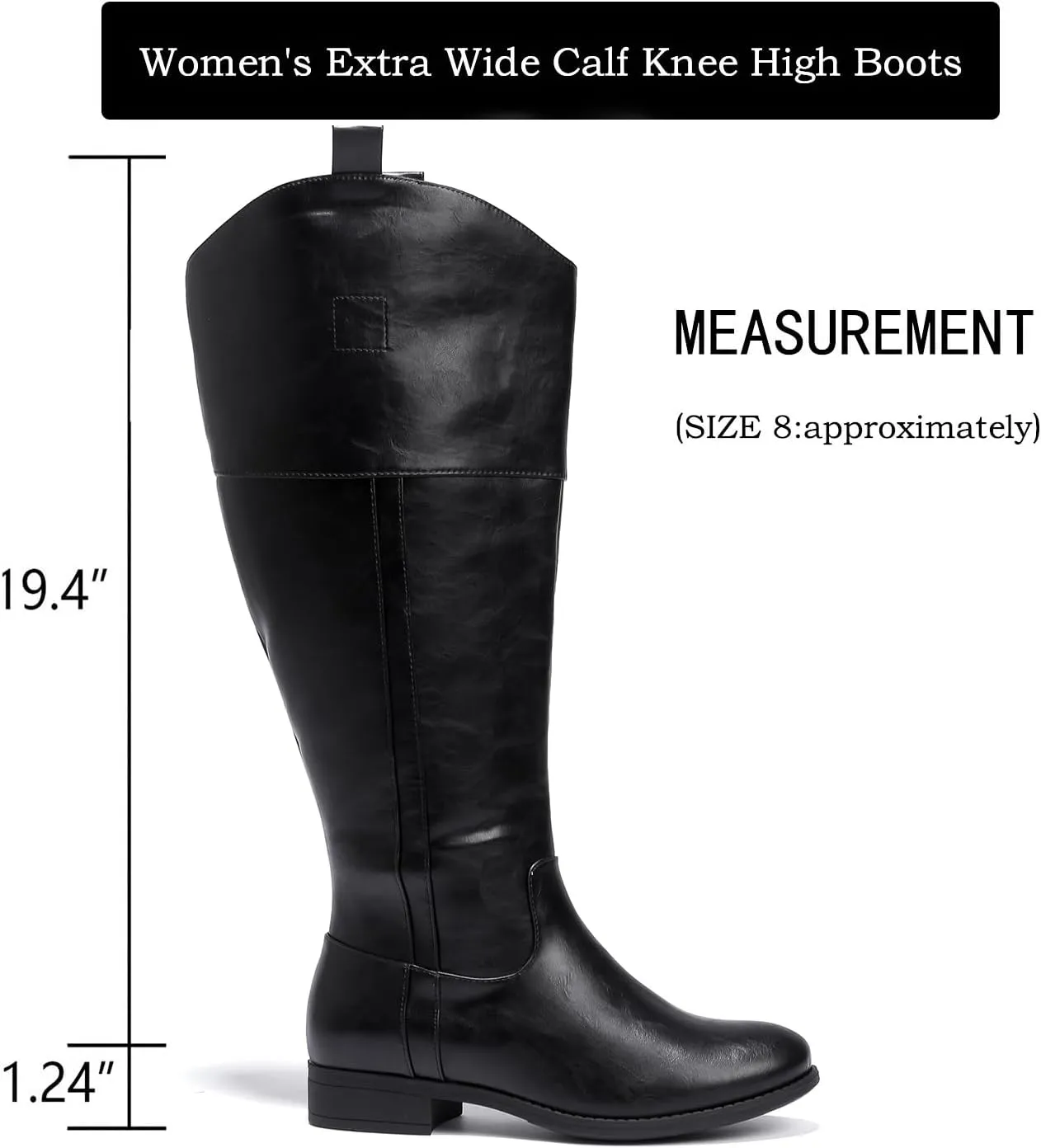 Luoika Women's Extra Wide Calf Knee High Boots, Western Cowyboy Cowgirl Knee-High Boots Plus Size Wide Width Low Heel Winter Fall Boots.