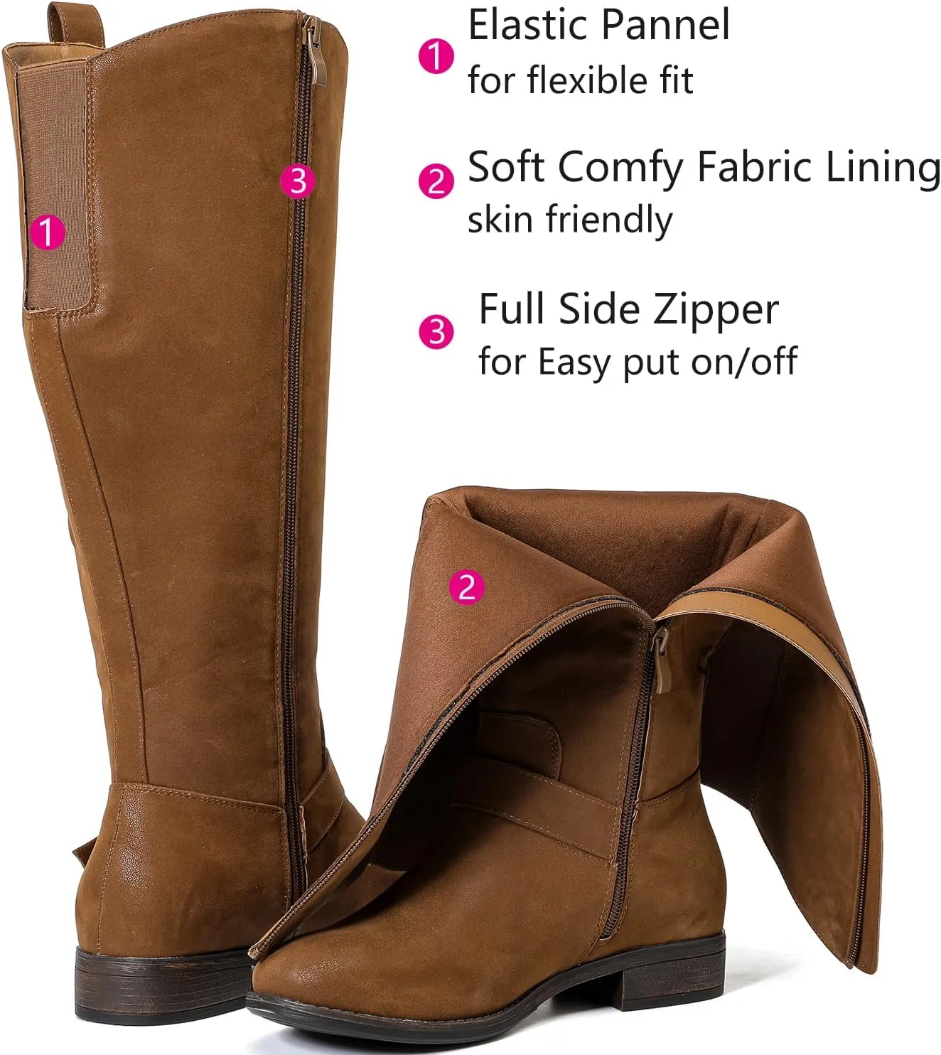 Luoika Women's Extra Wide Calf Knee High Boots, Western Cowyboy Cowgirl Knee-High Boots Plus Size Wide Width Low Heel Winter Fall Boots.