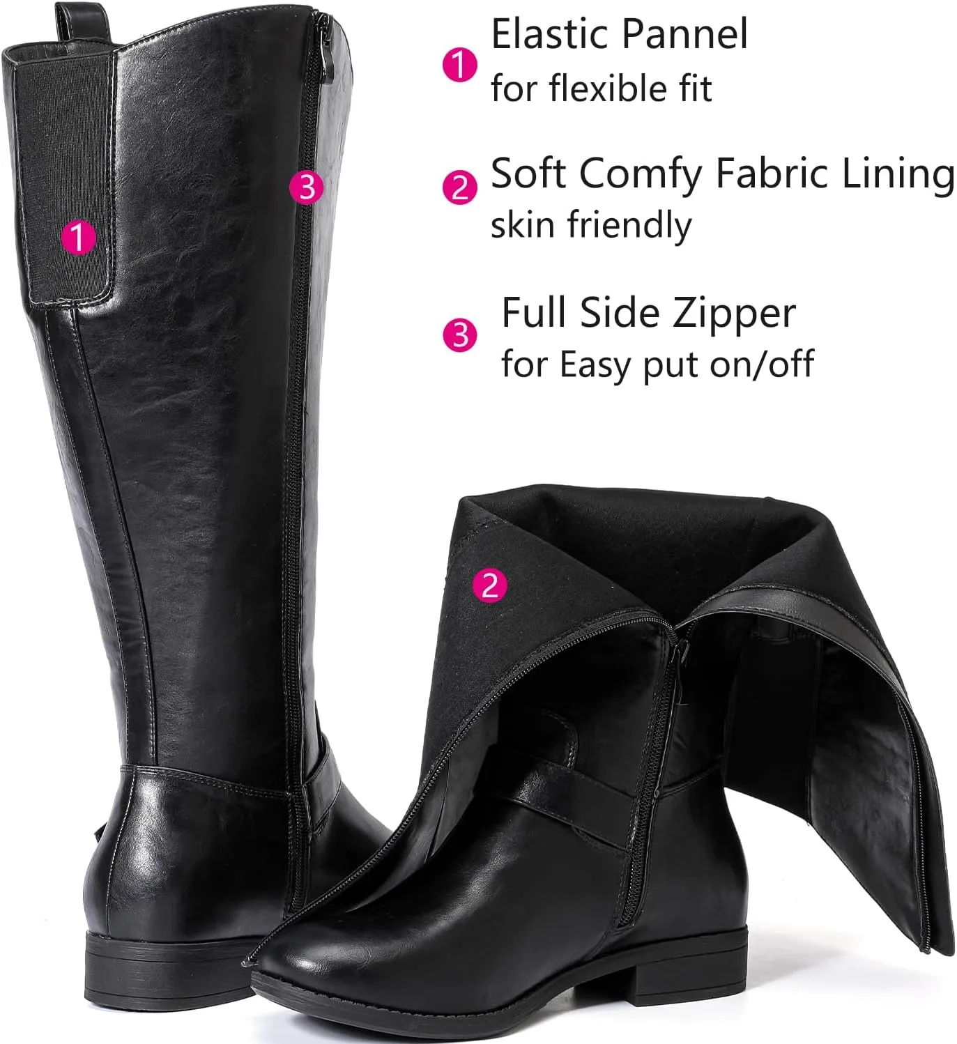 Luoika Women's Extra Wide Calf Knee High Boots, Western Cowyboy Cowgirl Knee-High Boots Plus Size Wide Width Low Heel Winter Fall Boots.