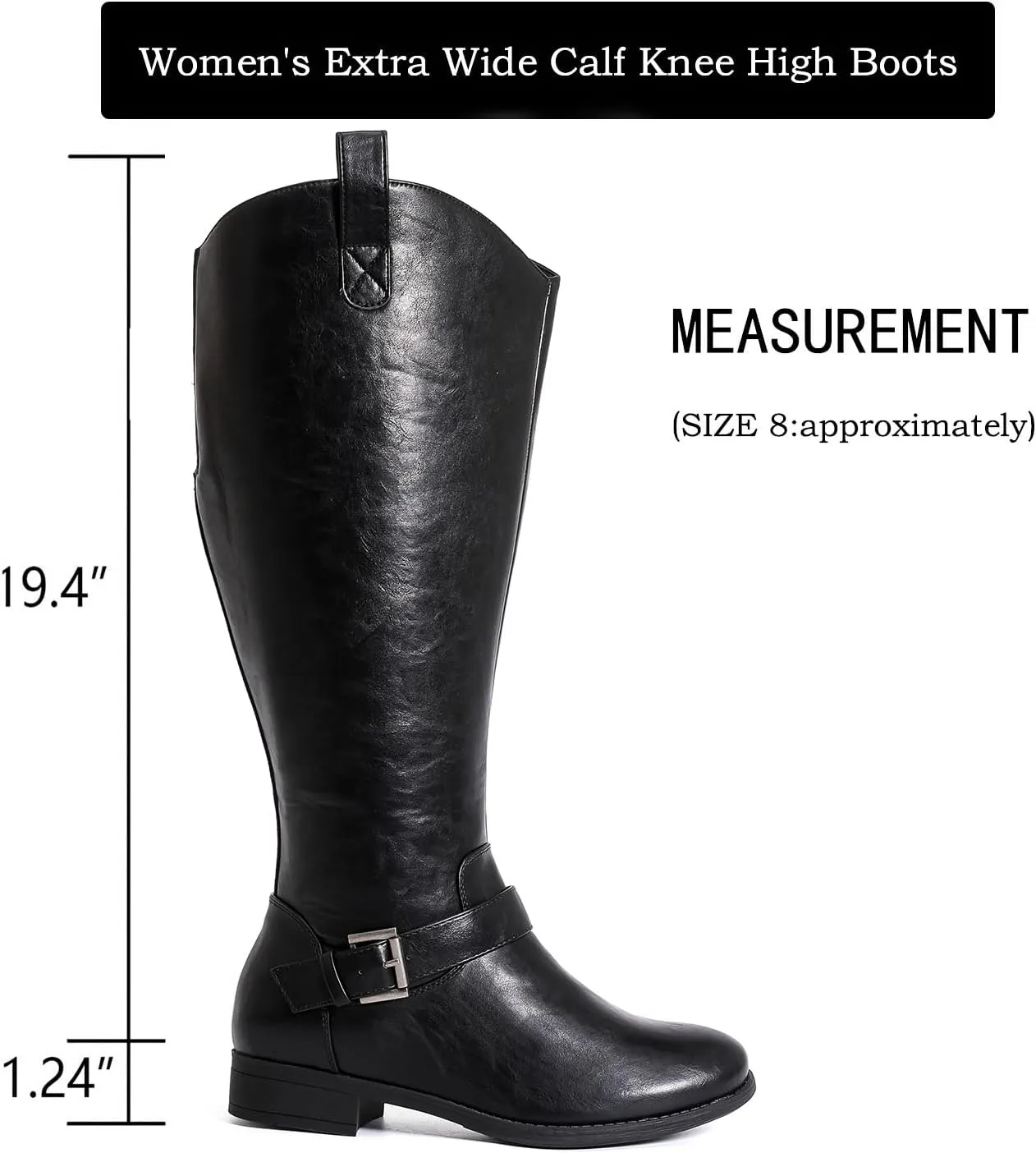 Luoika Women's Extra Wide Calf Knee High Boots, Western Cowyboy Cowgirl Knee-High Boots Plus Size Wide Width Low Heel Winter Fall Boots.