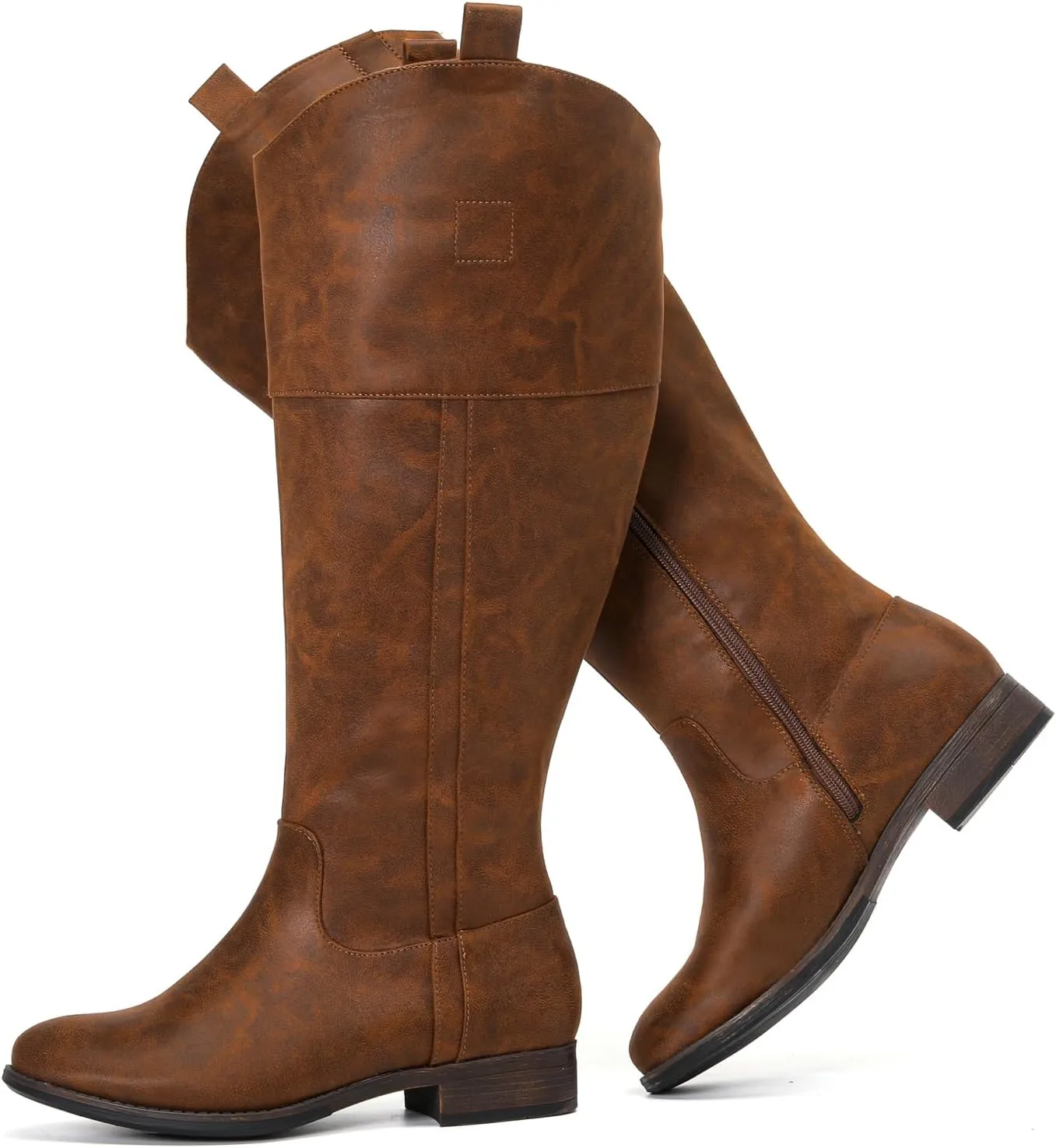 Luoika Women's Extra Wide Calf Knee High Boots, Western Cowyboy Cowgirl Knee-High Boots Plus Size Wide Width Low Heel Winter Fall Boots.