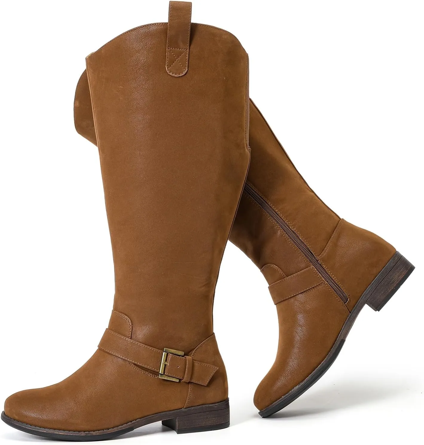 Luoika Women's Extra Wide Calf Knee High Boots, Western Cowyboy Cowgirl Knee-High Boots Plus Size Wide Width Low Heel Winter Fall Boots.