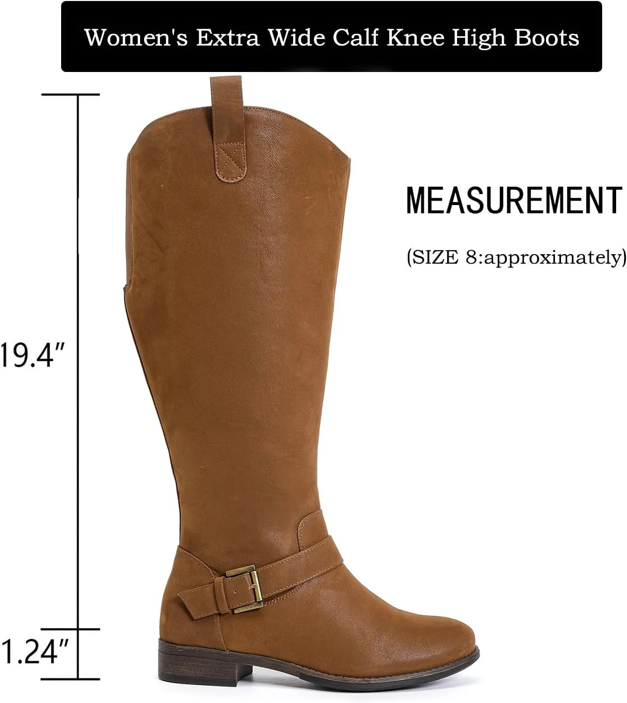Luoika Women's Extra Wide Calf Knee High Boots, Western Cowyboy Cowgirl Knee-High Boots Plus Size Wide Width Low Heel Winter Fall Boots.